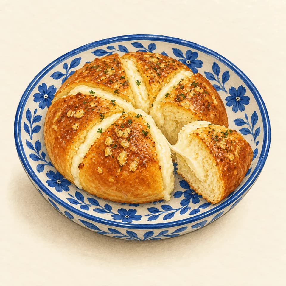 Editorial illustration of Garlic cream bun
