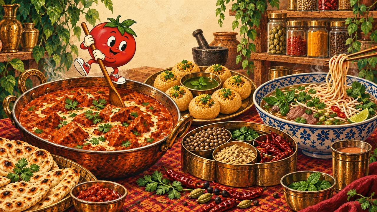 رسم توضيحي · مسار نكهات دبي: باني بوري وكاري وفو