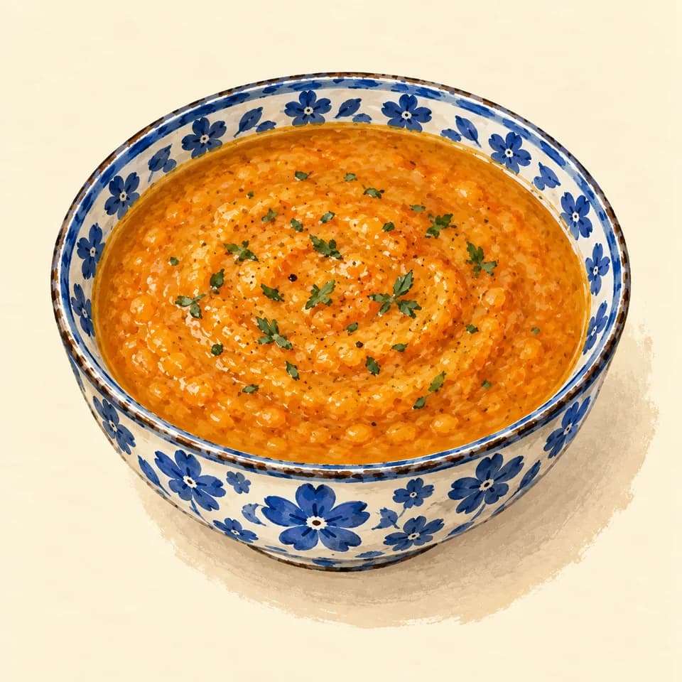 Editorial illustration of Lentil soup