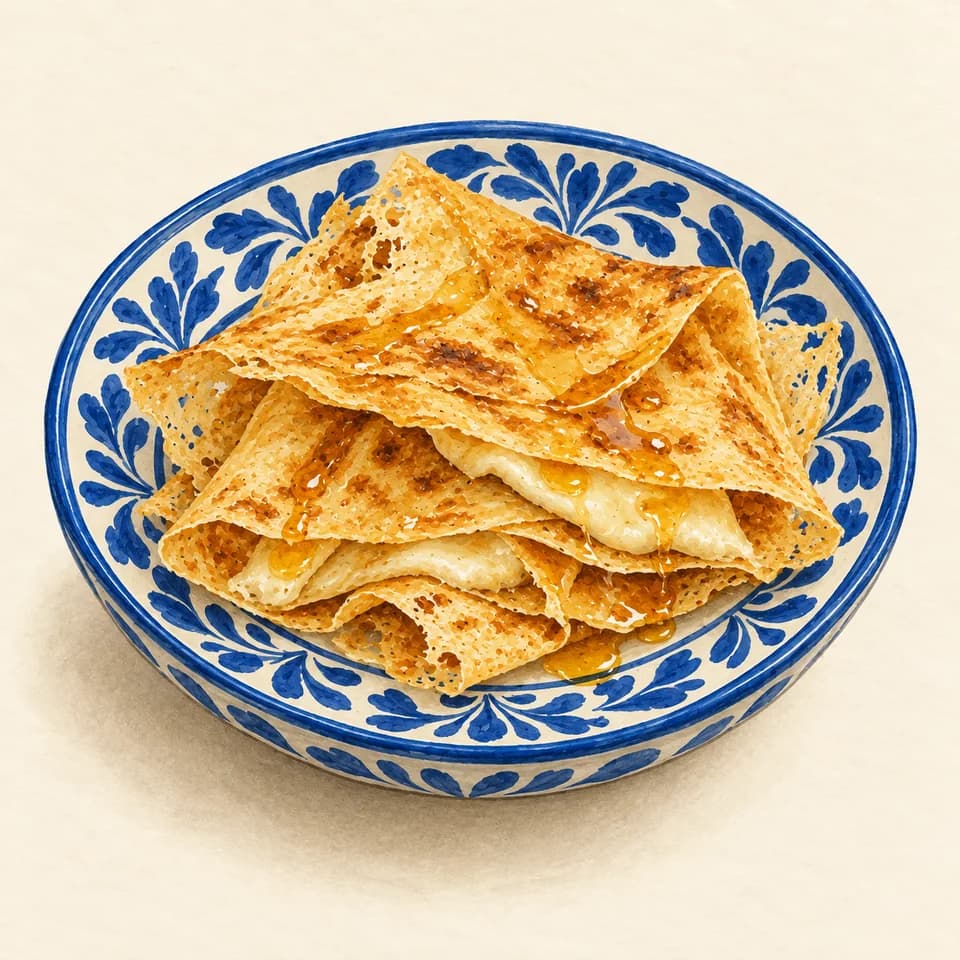Editorial illustration of Regag with cheese and honey