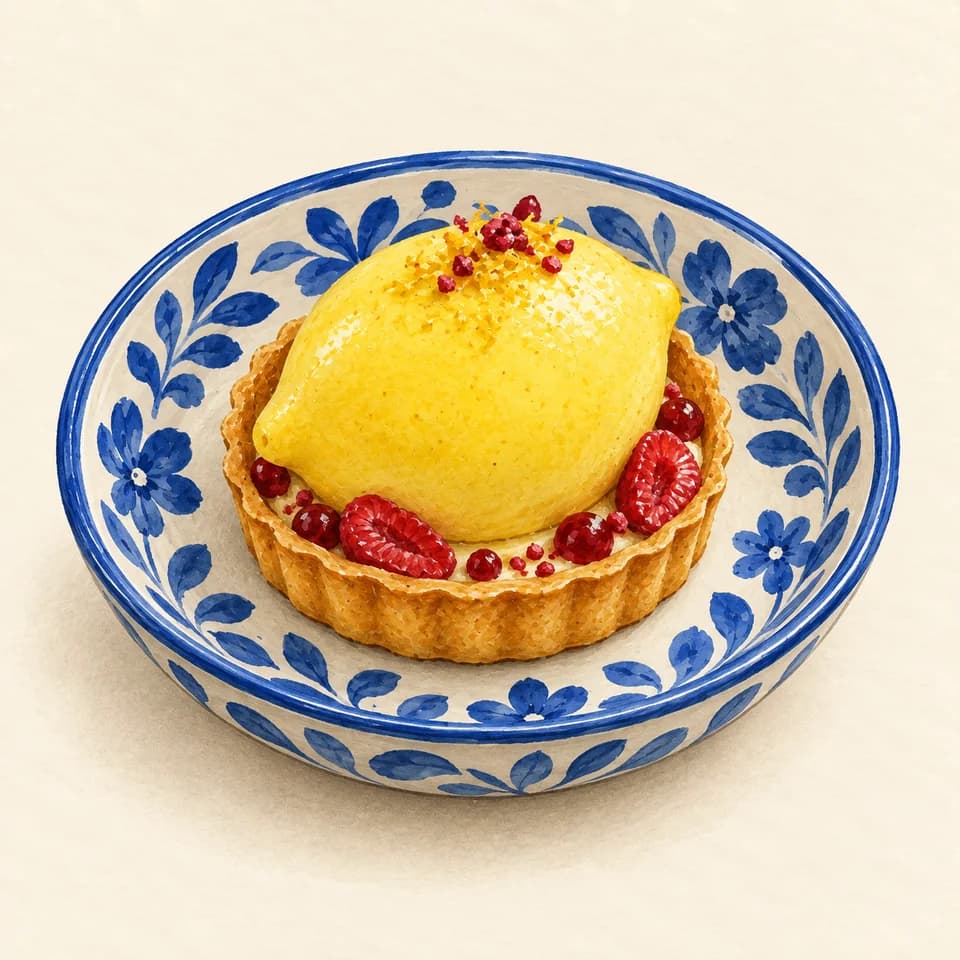 Editorial illustration of Lemon-yuzu tart