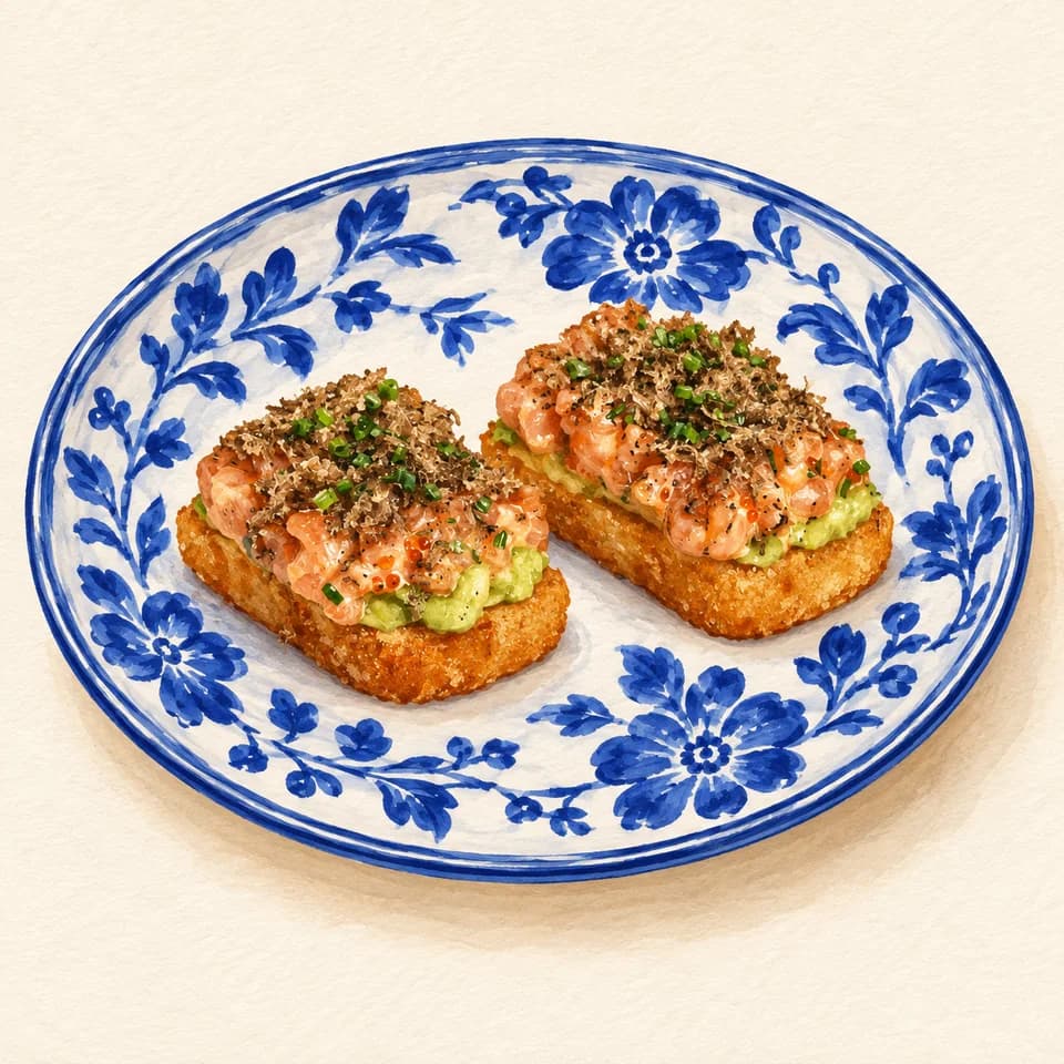 Editorial illustration of Salmon Hashies (2 pcs)