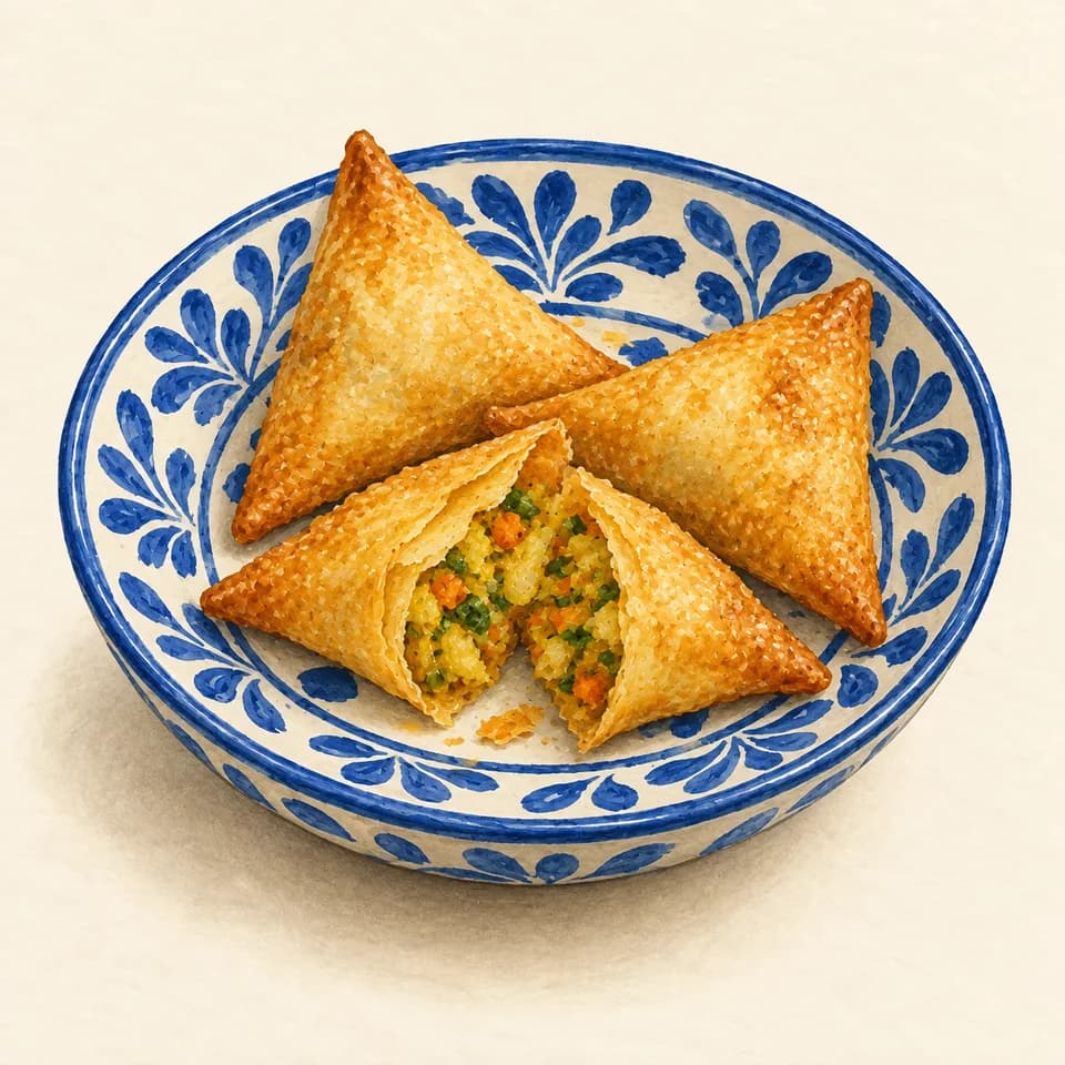Editorial illustration of Vegetable samboosa