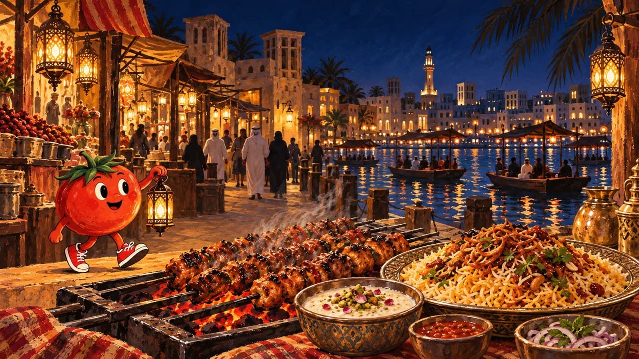 رسم توضيحي · ديرة: مشاوي مشكلة ومندي دجاج وأرز بالحليب