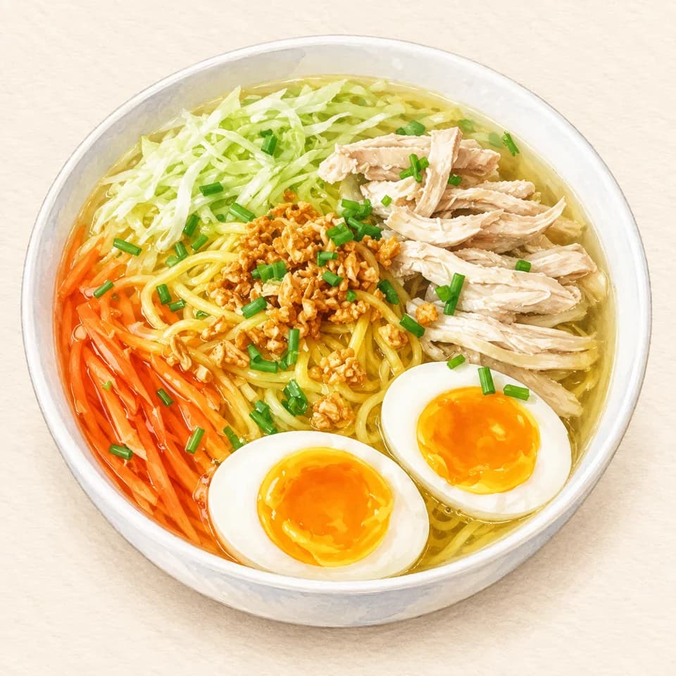 Editorial illustration of Chicken Mami at Pinoy Kusina