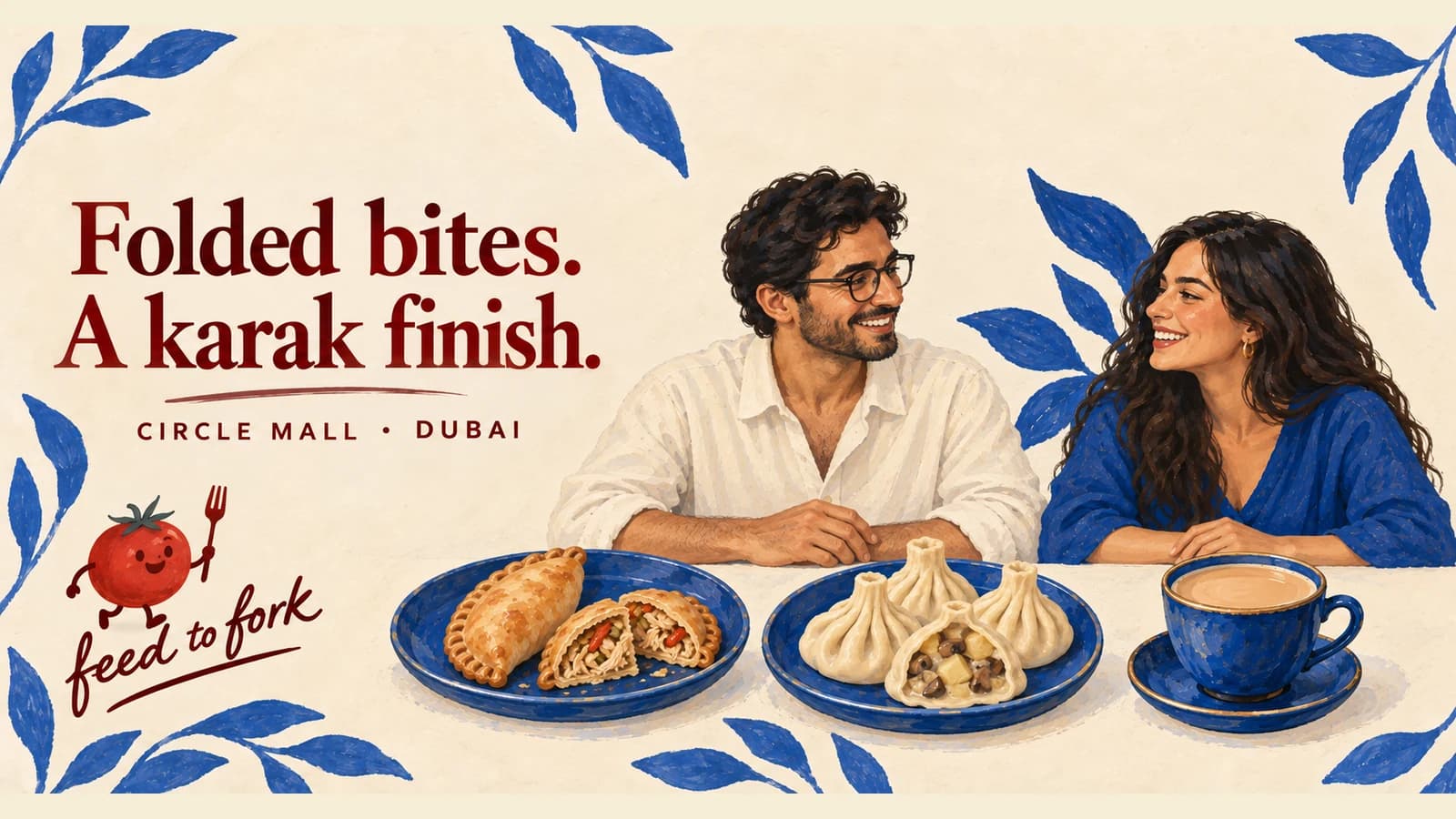 Editorial illustration · Circle Mall: empanadas, khinkali and saffron karak