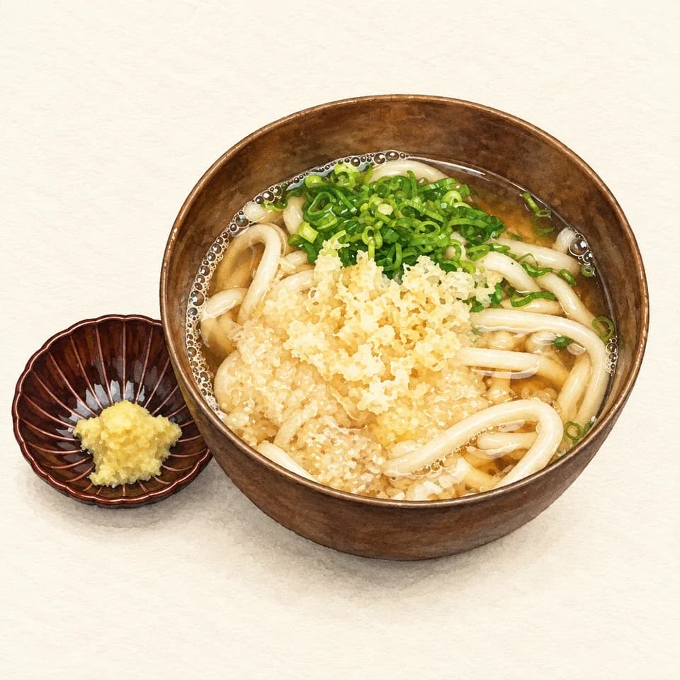 Editorial illustration of Kake Classic Udon at Maru Udon