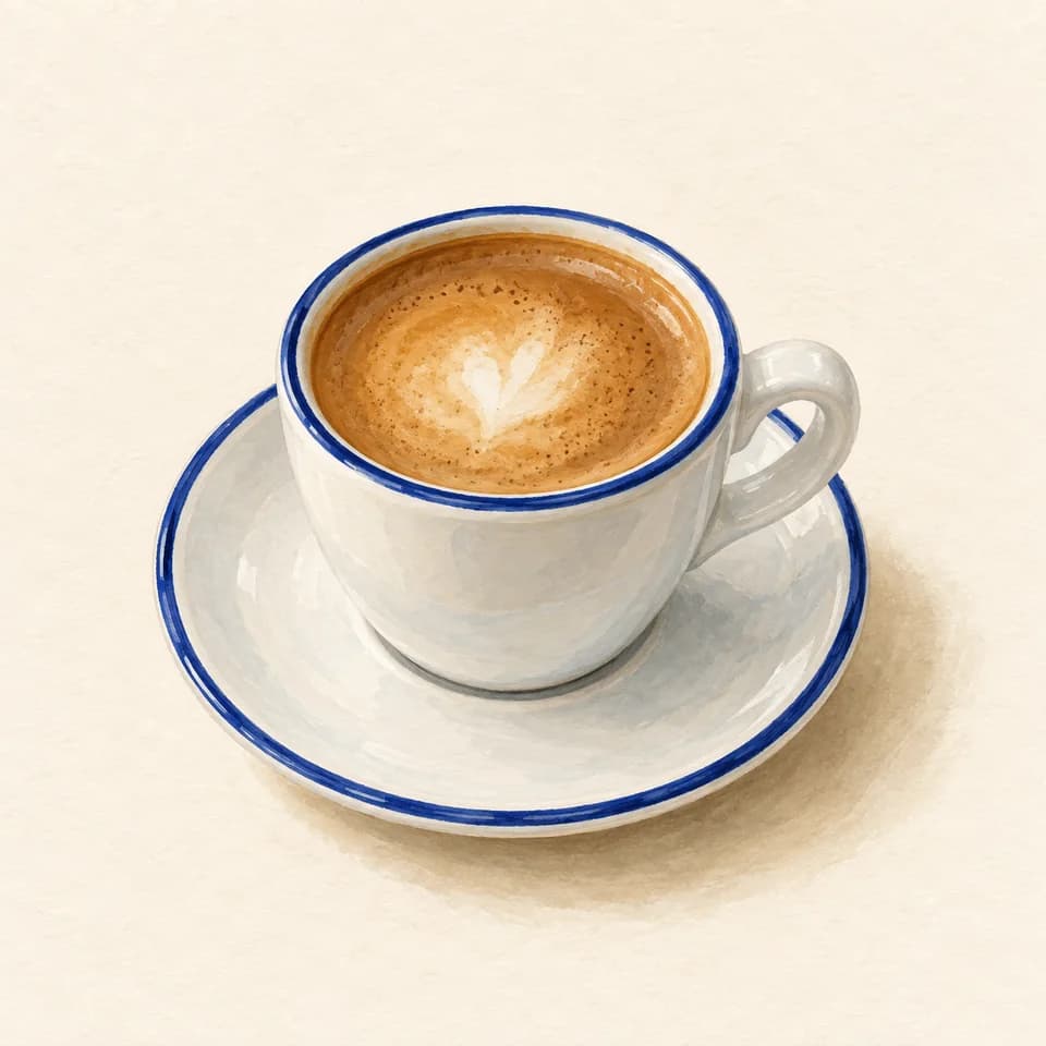 رسم تحريري لطبق كورتادو ساخن في Tampp Cafe