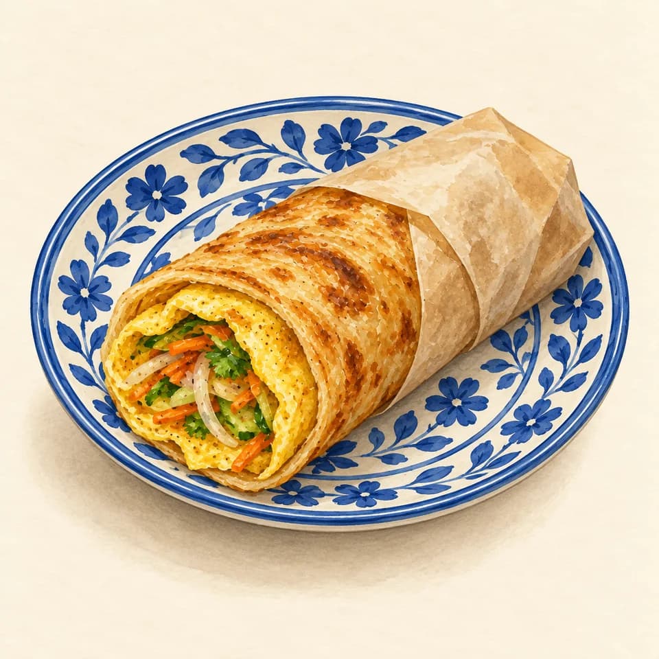 Editorial illustration of Egg Roll