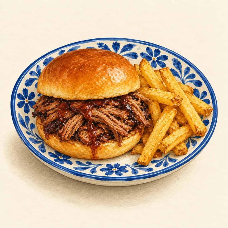 Editorial illustration of Gangsta Paradise brisket burger
