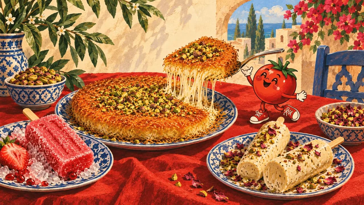 رسم توضيحي · كنافة وكولفي ومثلجات عبر دبي